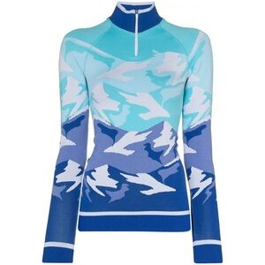 Sweaty Betty Fairisle Mountain Blue base layer Zip Up Top